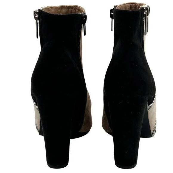 JustFab Remi Womens 7.5 Suede Block Heel Booties Pointed Toe Colorblock Zip Boot - Picture 3 of 16